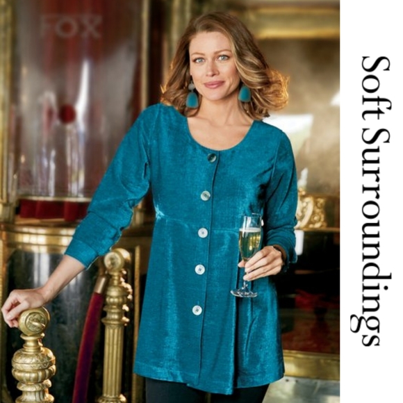 Soft Surroundings Tops - Soft Surroundings Teal Button-Down Women's Top